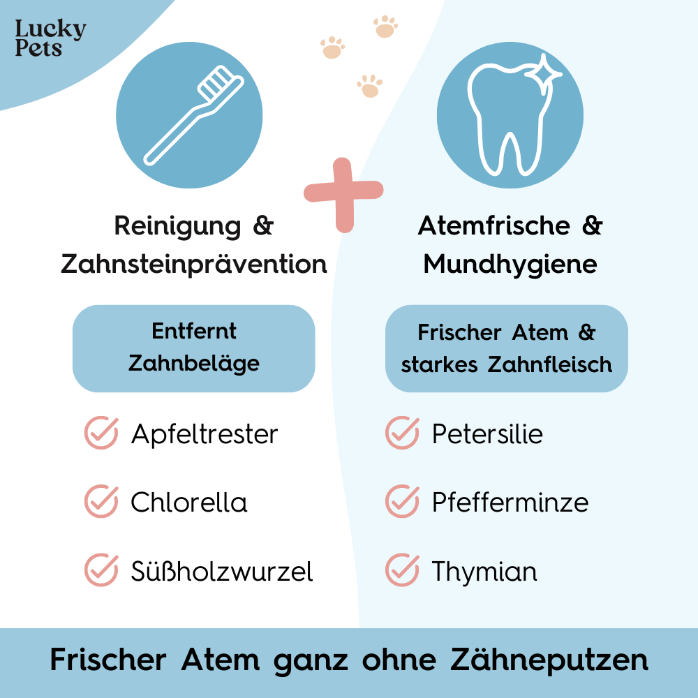 Lucky Pets Zahnpflegepulver für Hunde – ohne Bürste, 100% natürlich