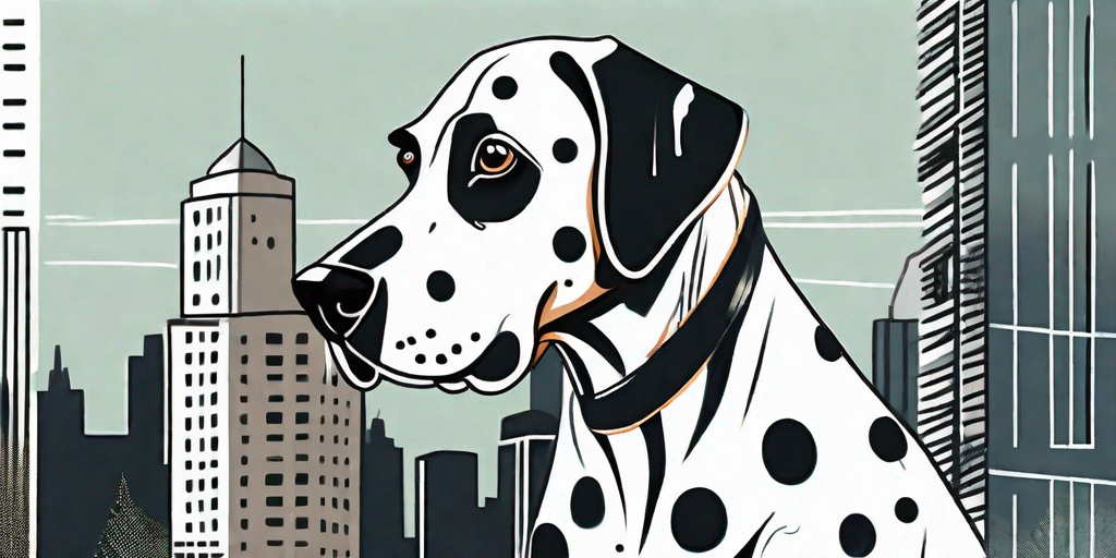 A dalmatian dog in an urban setting