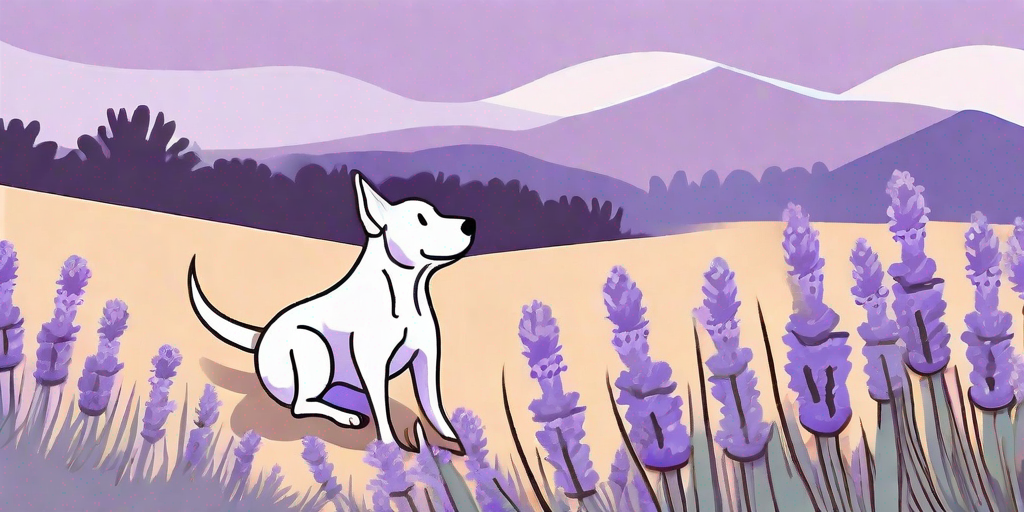 A dog in a field of lavender