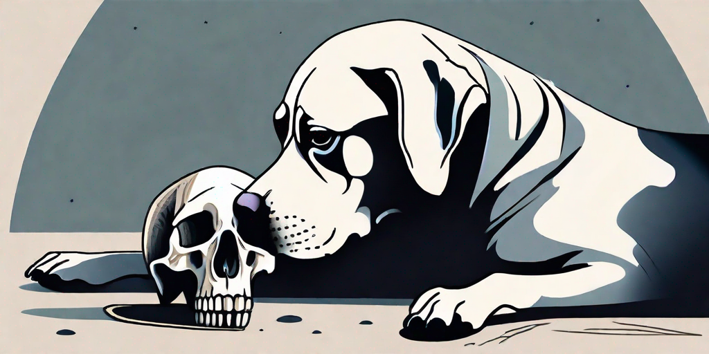 A dog looking sadly at a bone