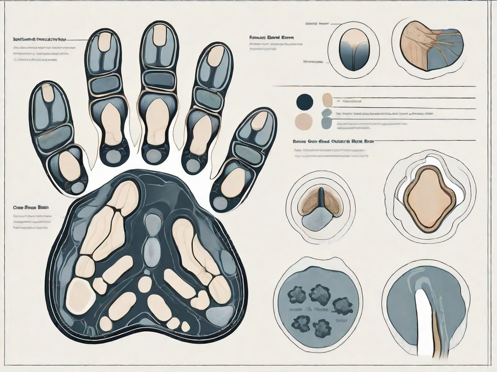 A detailed cross-section of a dog's paw