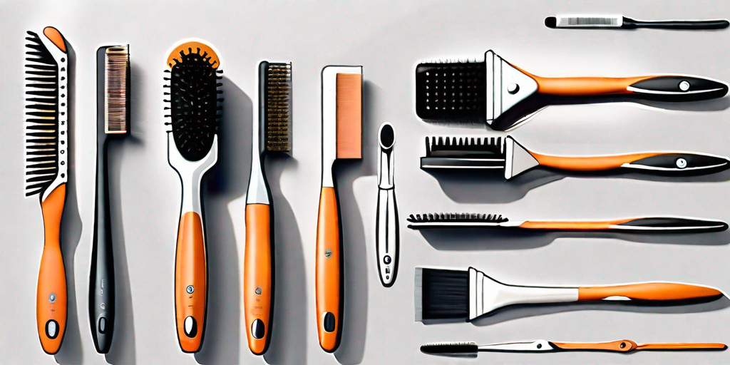 Several different types of dog grooming brushes