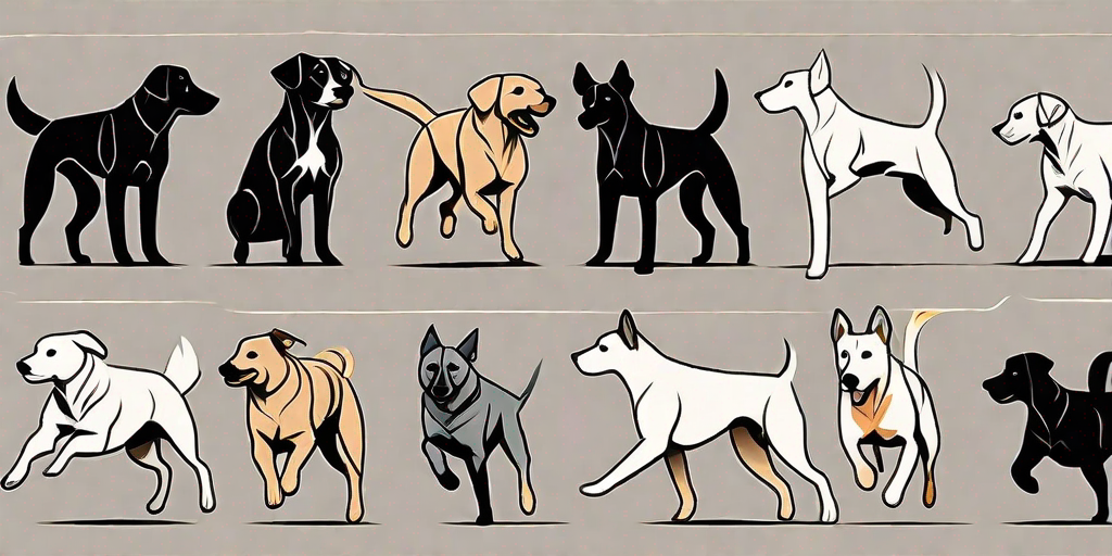 Fifteen different dog breeds in dynamic running poses