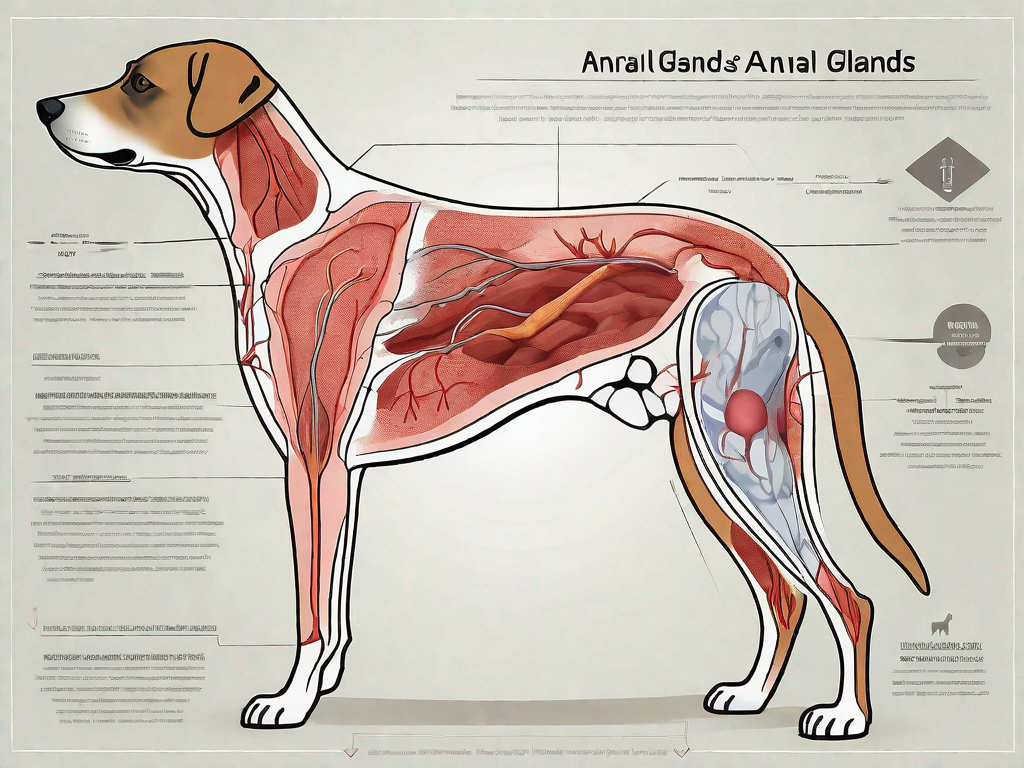 A dog's anatomy highlighting the anal glands
