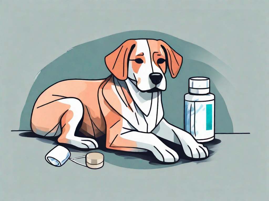 A dog with a bandaged paw