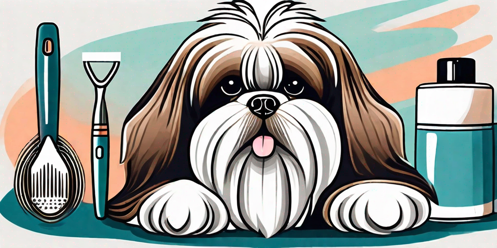 A well-groomed shi tzu dog with a shiny coat
