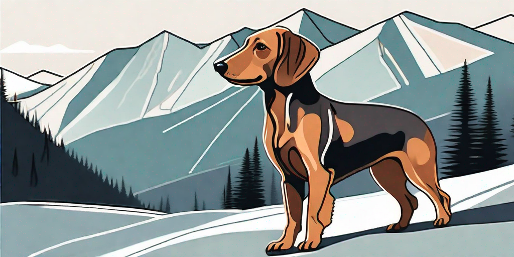 An alpenländische dachsbracke dog in a mountainous alpine landscape
