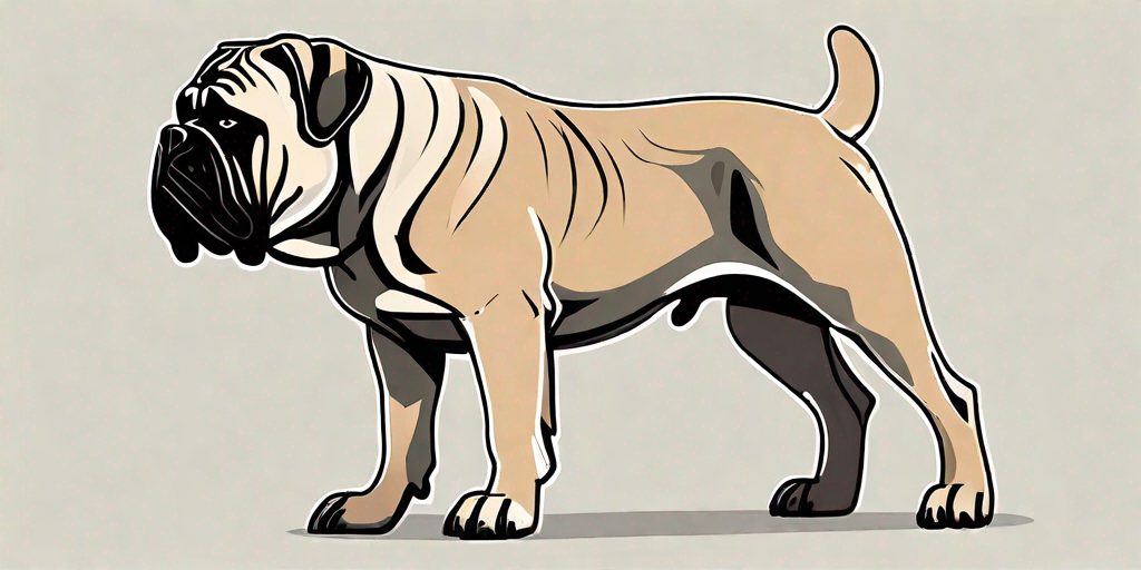 A bullmastiff dog showcasing its key physical traits such as its large size