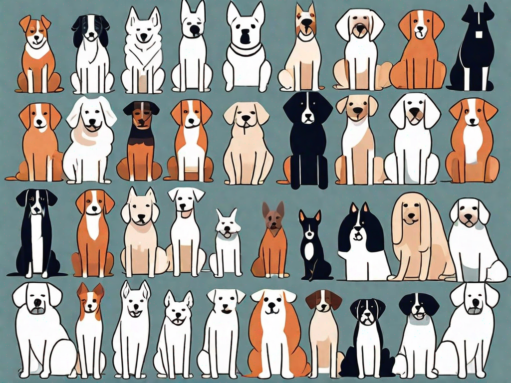 Various dog breeds lined up