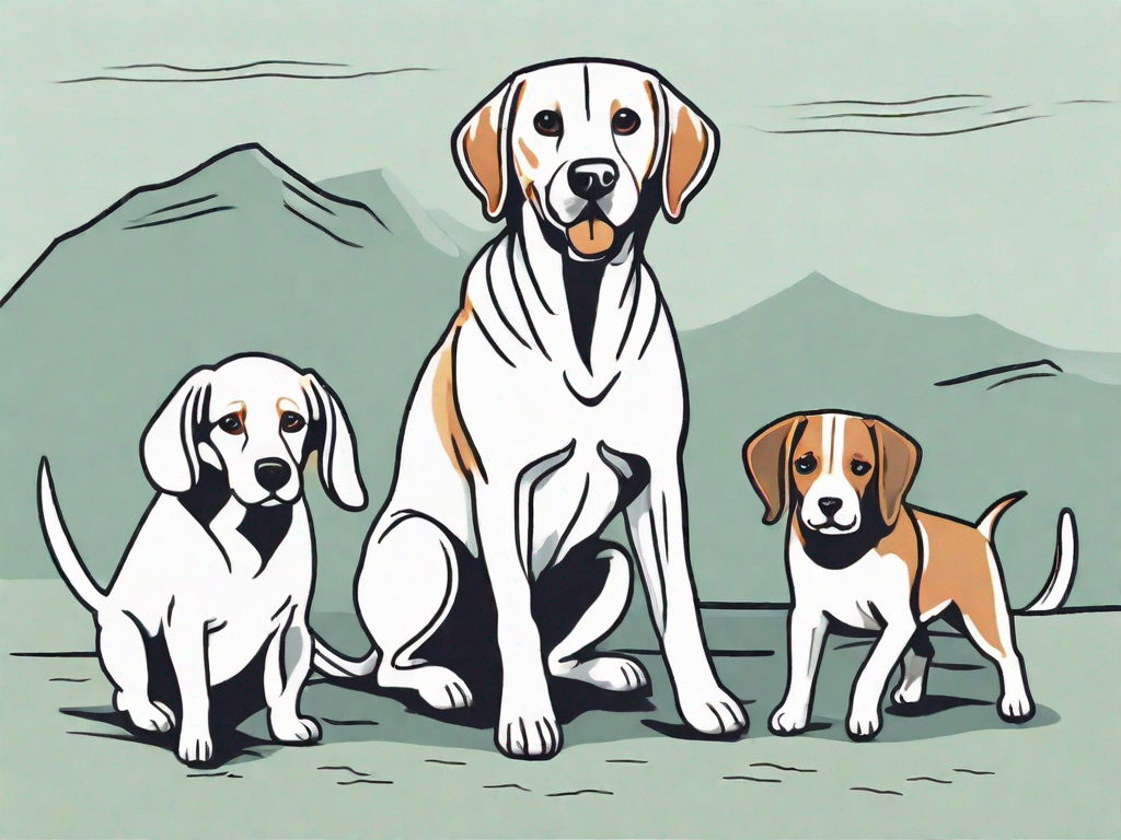 Three different dogs - a labrador