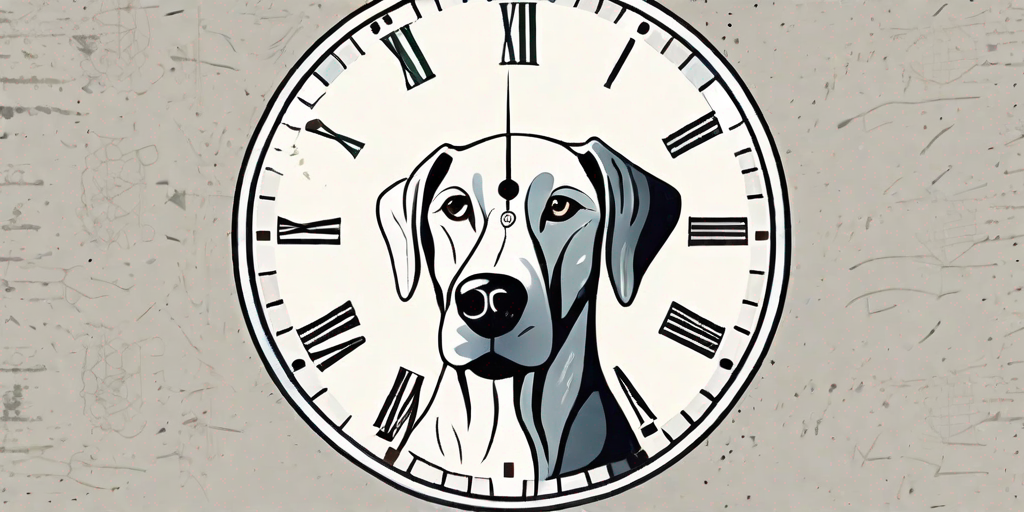 A male dog with a clock in the background