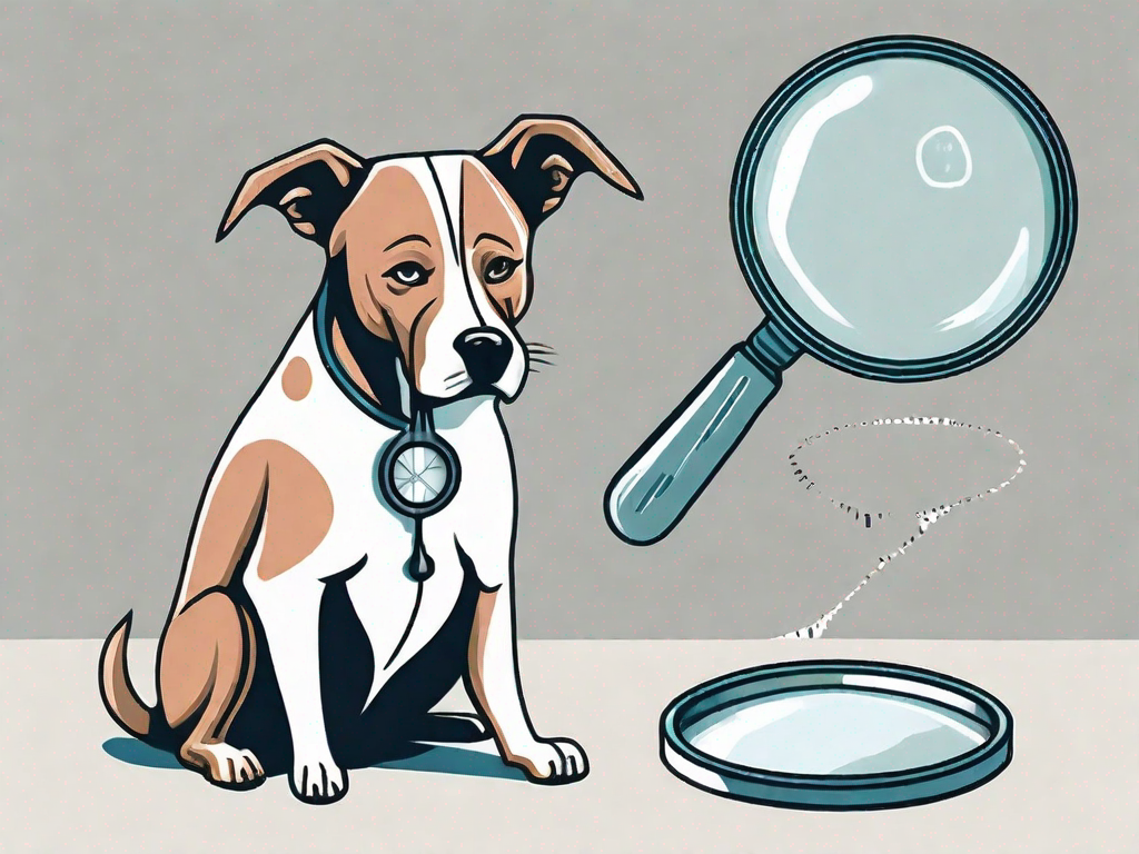 A concerned dog under a magnifying glass