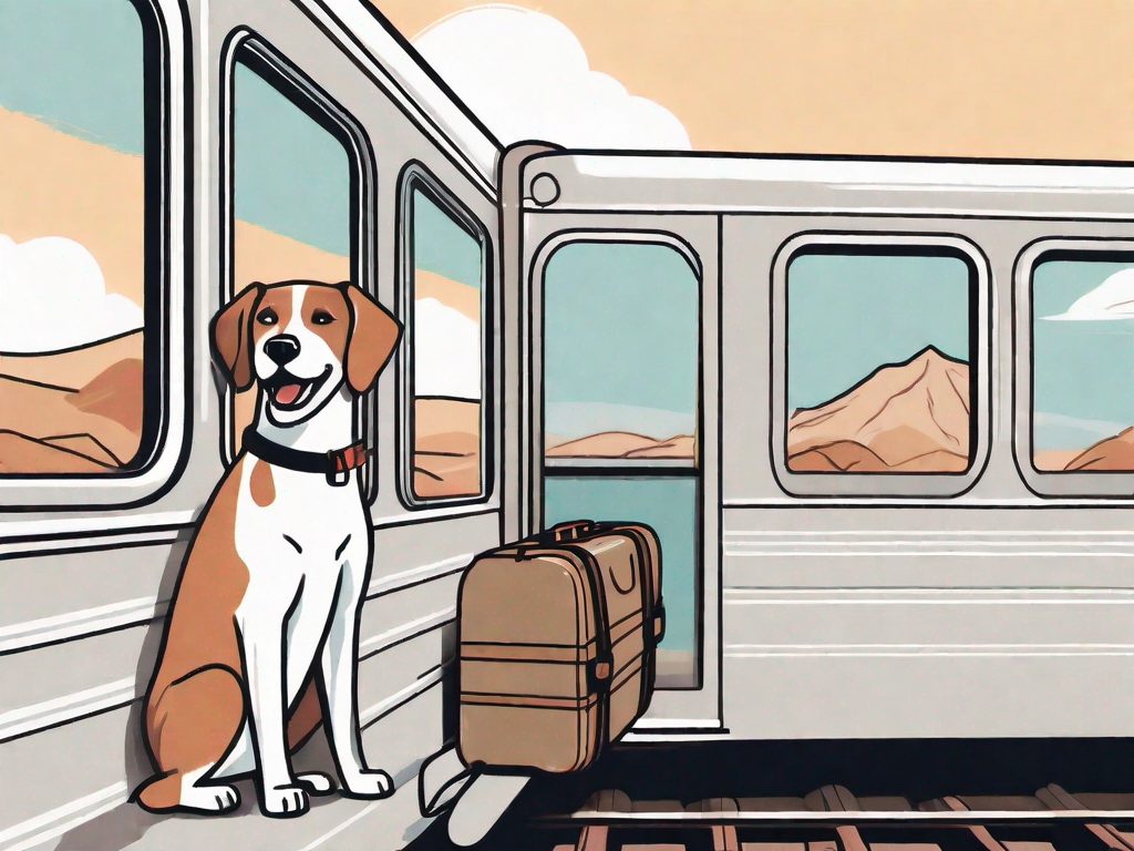 A dog happily looking out of a train window