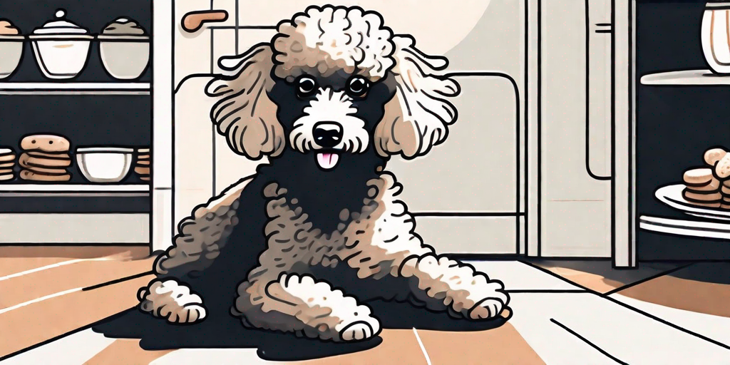 A playful zwergpudel (miniature poodle) with curly hair