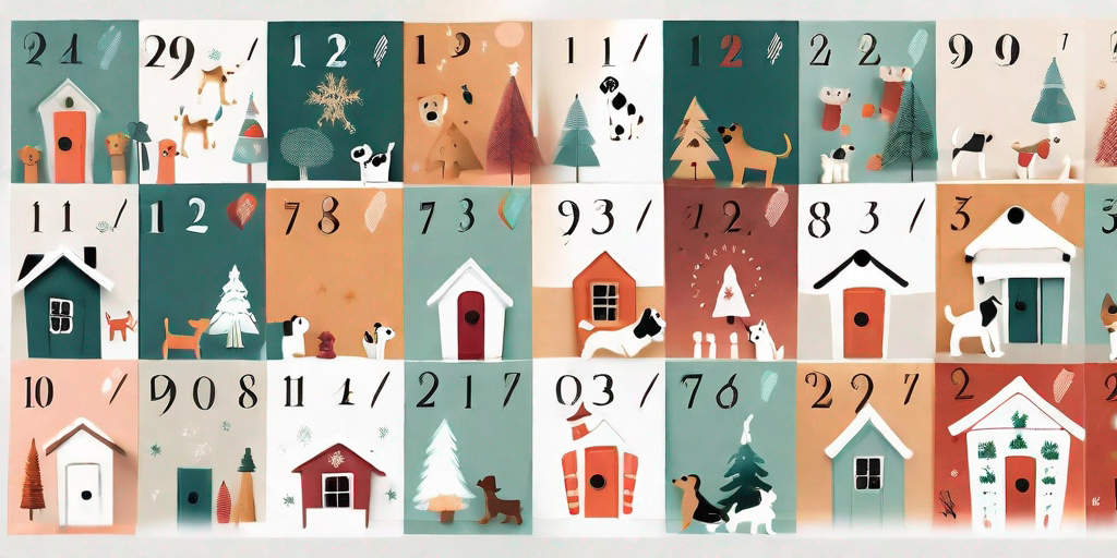 A festive advent calendar with colorful numbered doors