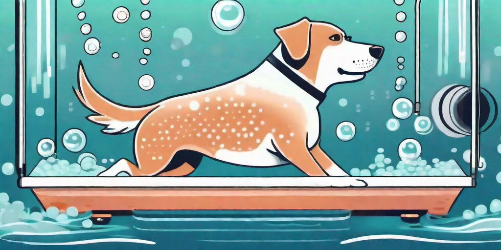 A dog on an underwater treadmill