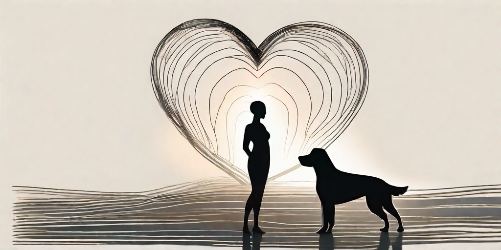 A human silhouette and a dog silhouette standing side by side