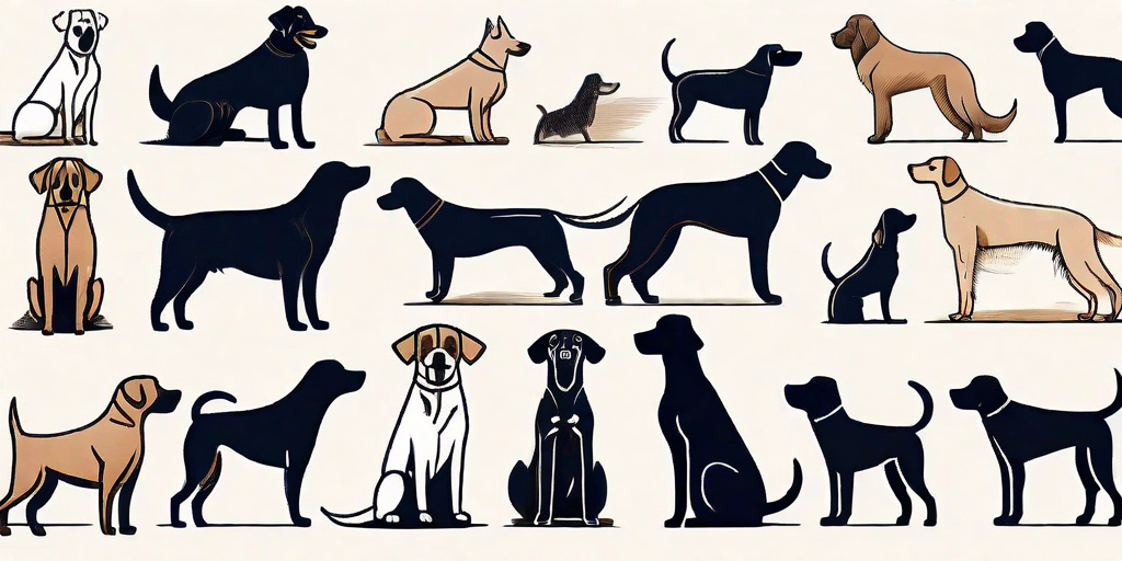 Various breeds of dogs showing different signs of common health issues such as scratching