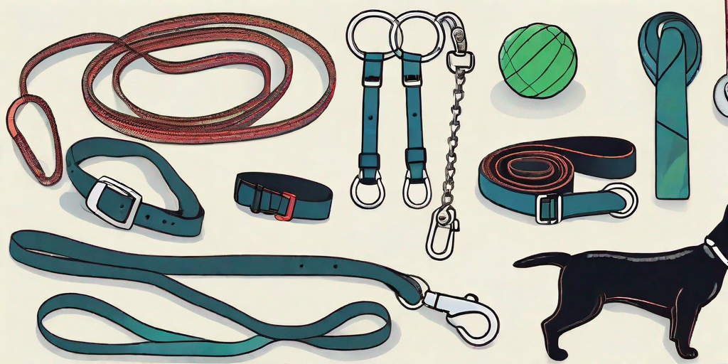 Various types of kurzleinen (short leashes) in different materials and styles