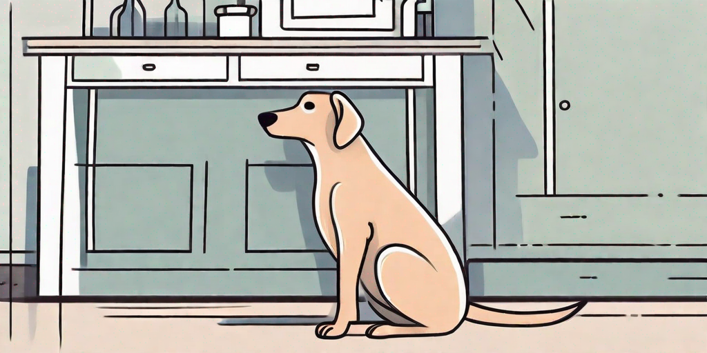 A nervous-looking dog displaying signs of anxiety