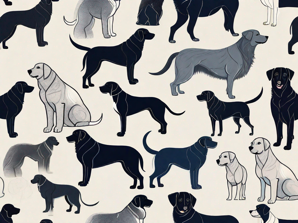 A variety of dog breeds at different stages of growth