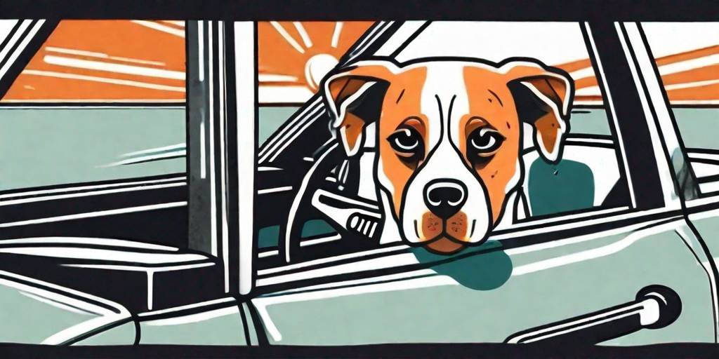 A distressed dog inside a car under the hot sun