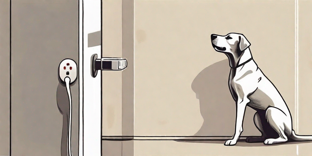 A well-trained dog turning on a light switch with its paw
