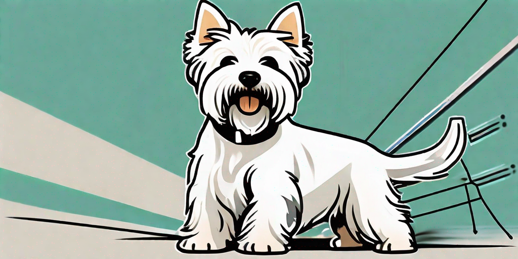 A playful west highland white terrier showcasing its charming characteristics such as its bright