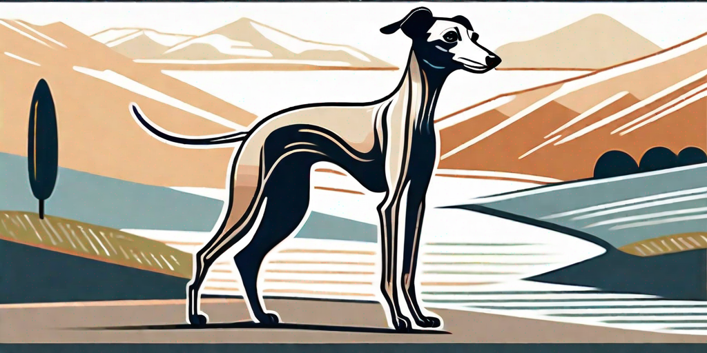 An elegant italian greyhound in a dynamic pose