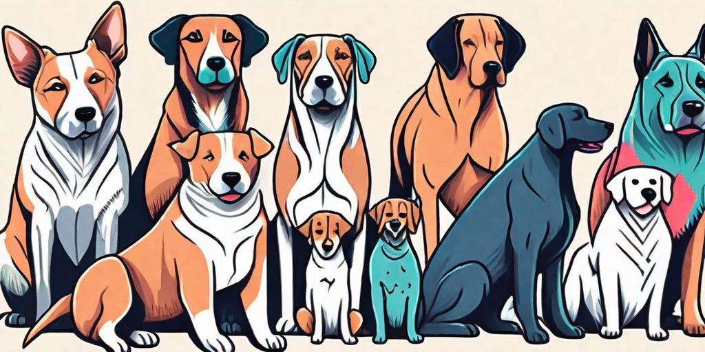 A variety of dogs with different breeds