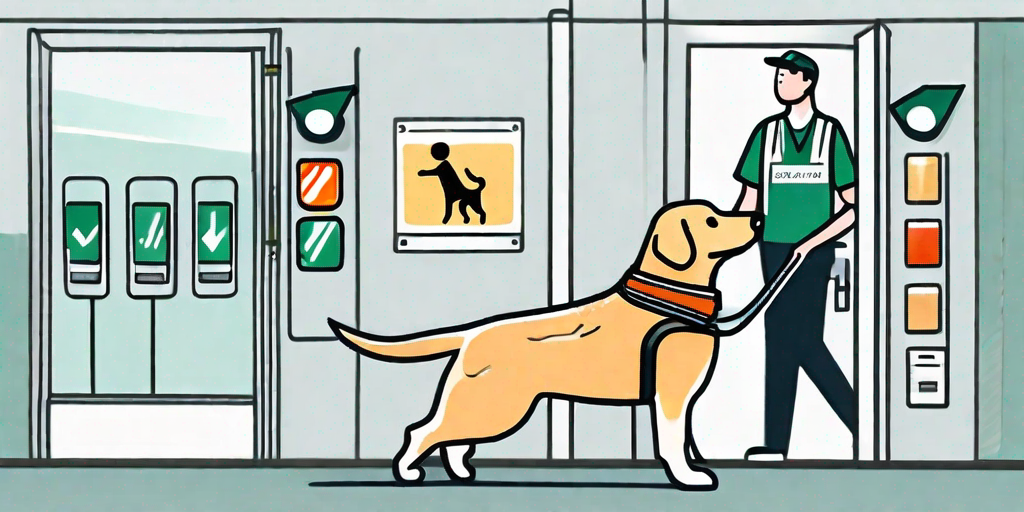 A mobility assistance dog wearing a service vest