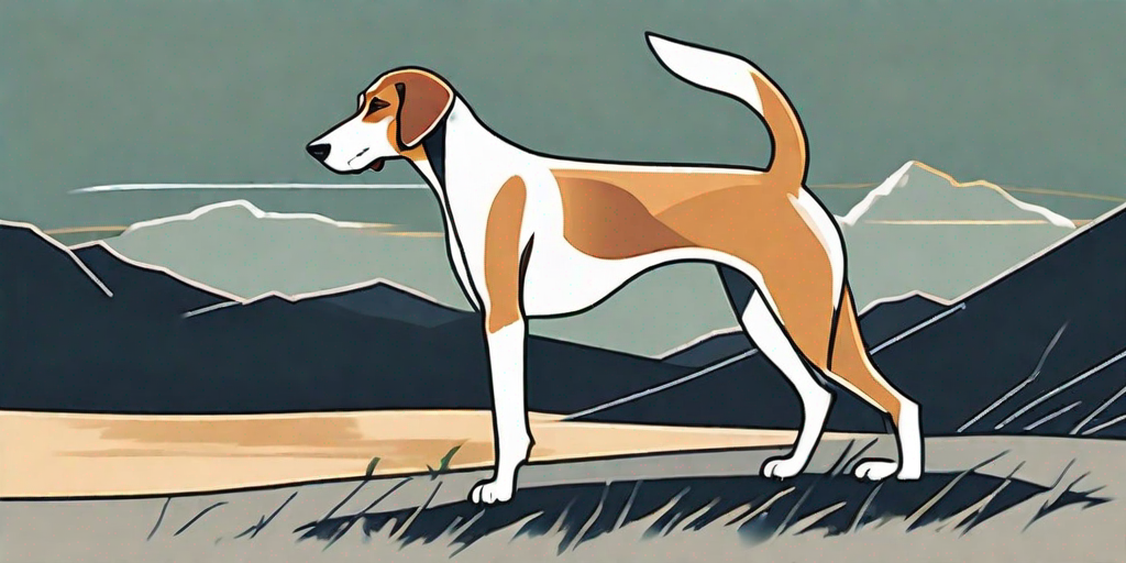 An american foxhound breed dog in a dynamic pose