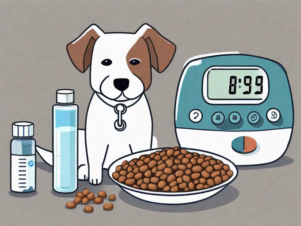 A dog looking at a glucose meter