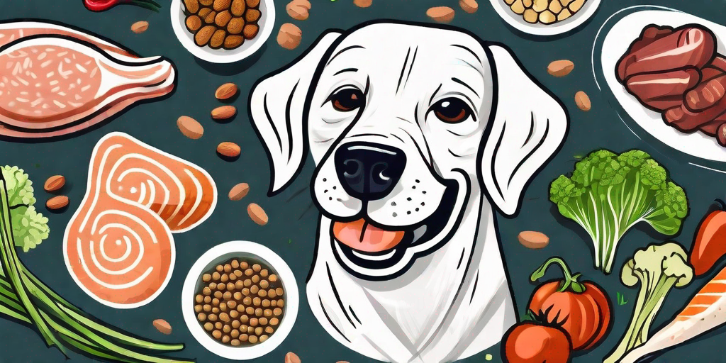 Various types of dog food ingredients like meats