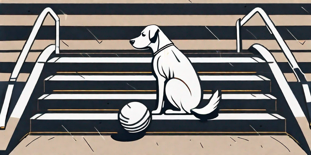 A dog attentively observing a ball rolling down a ramp