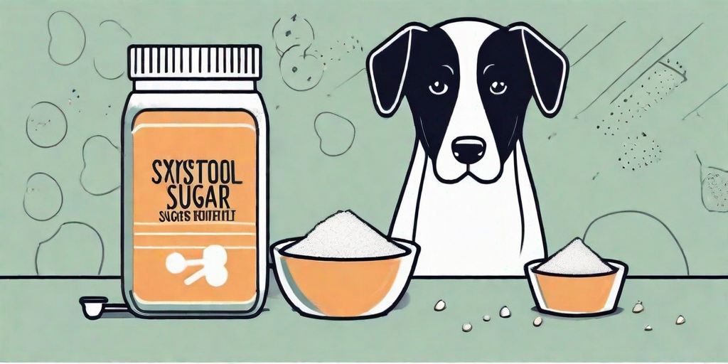 A dog curiously sniffing a bowl of xylitol sugar substitute