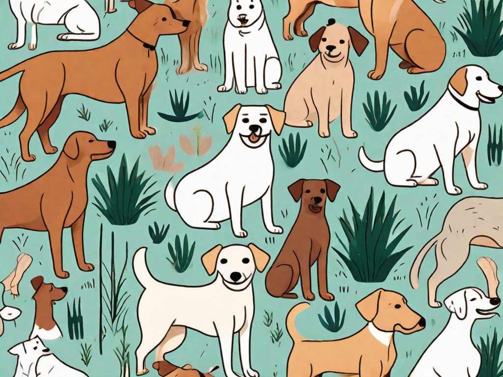 A variety of dogs with subtle signs of itching (like scratching or biting their skin)