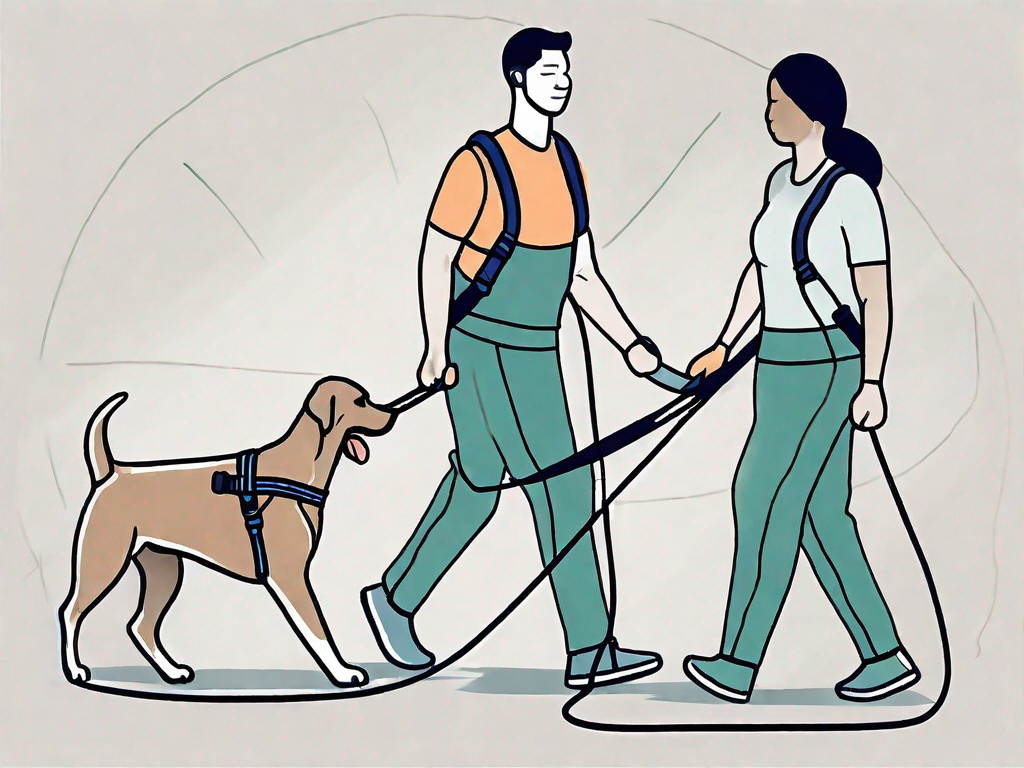 A beginner's lungeing equipment like a harness and leash