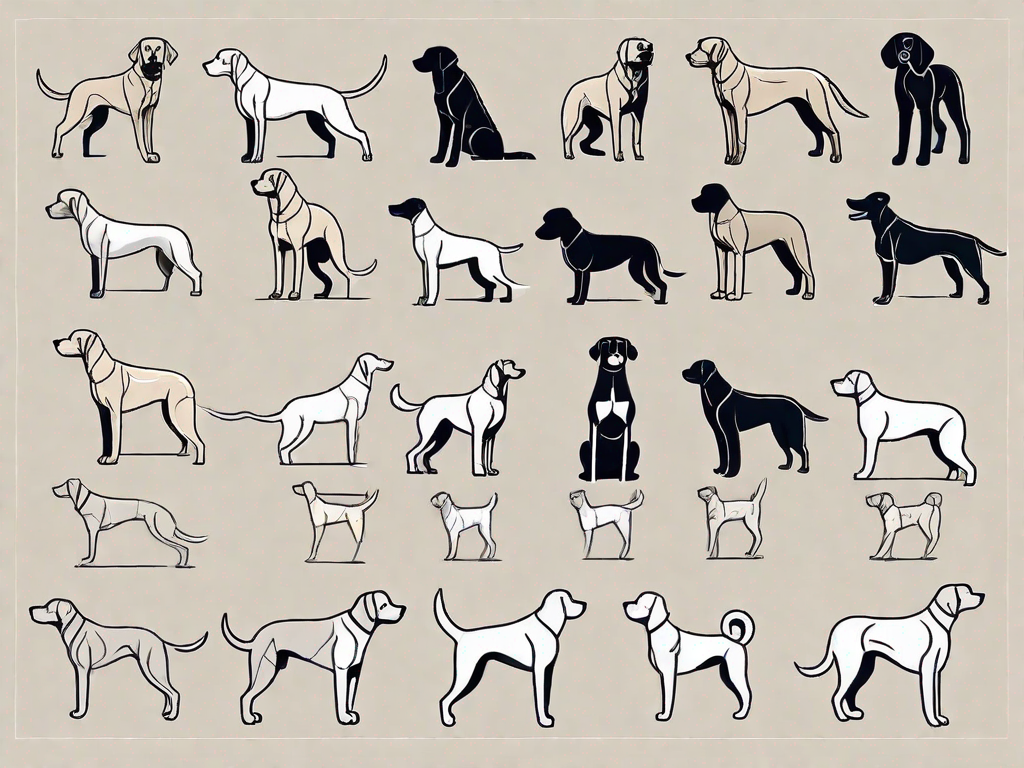 Various dog breeds in different positions