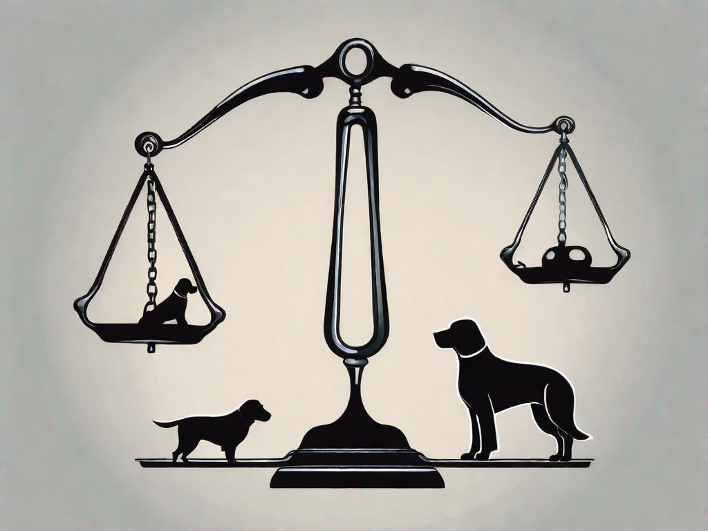 A balanced scale with a pair of dog silhouettes on one side