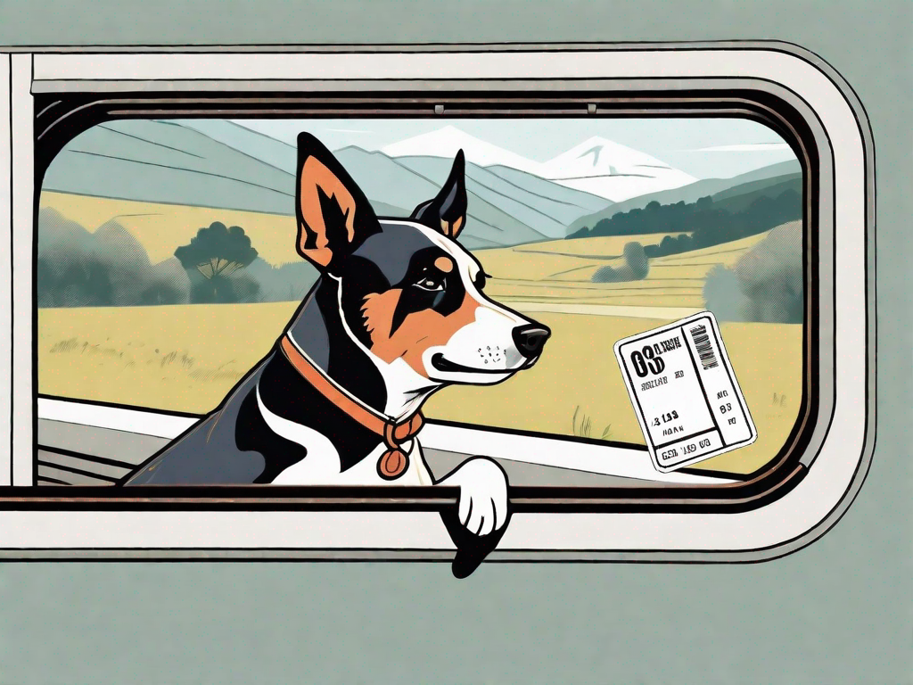 A dog excitedly peering out of a train window