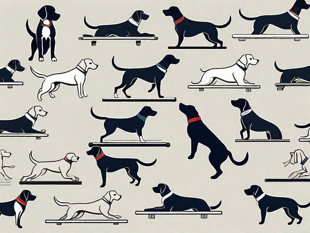 Several different breeds of dogs in dynamic poses