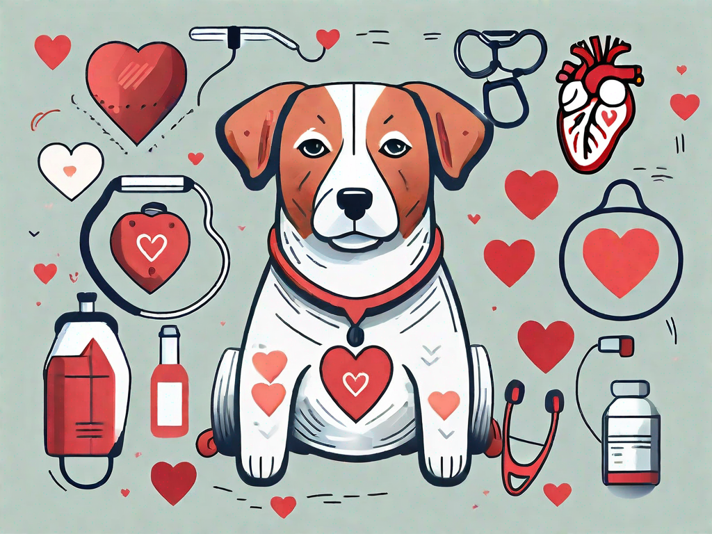 A dog with a symbolic heart in its chest