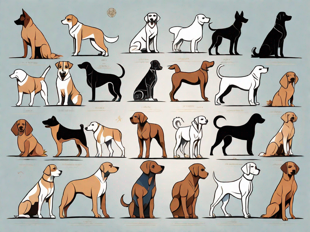 12 different dog breeds arranged in a circular formation