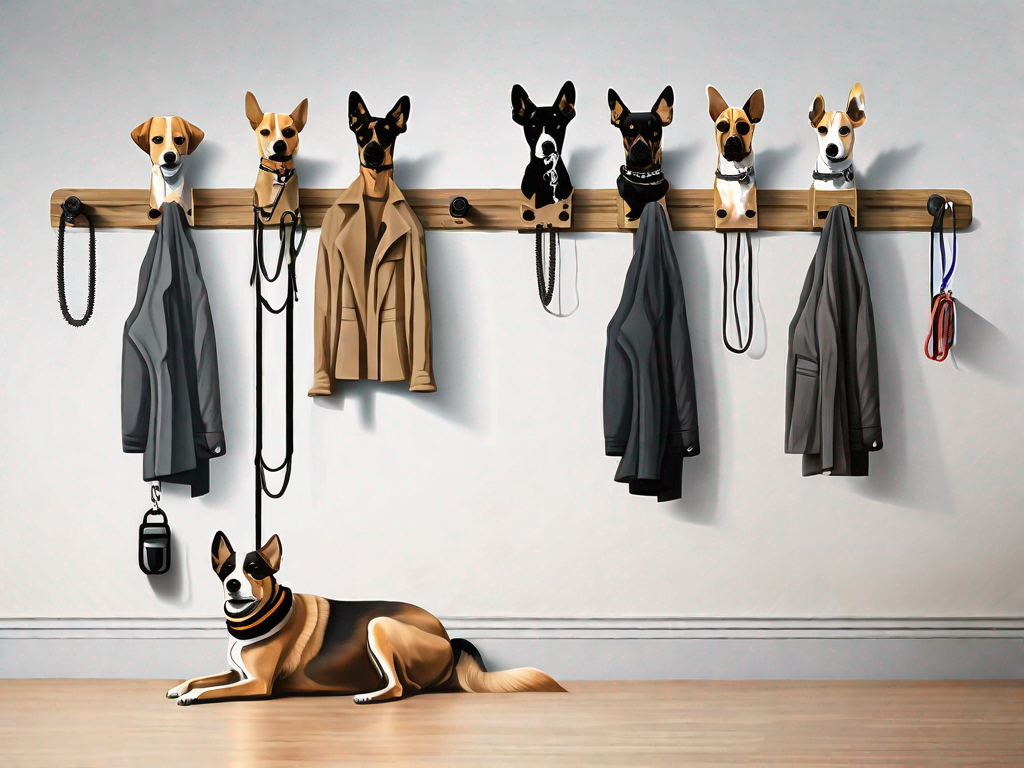 A diy dog coat rack made from creatively arranged