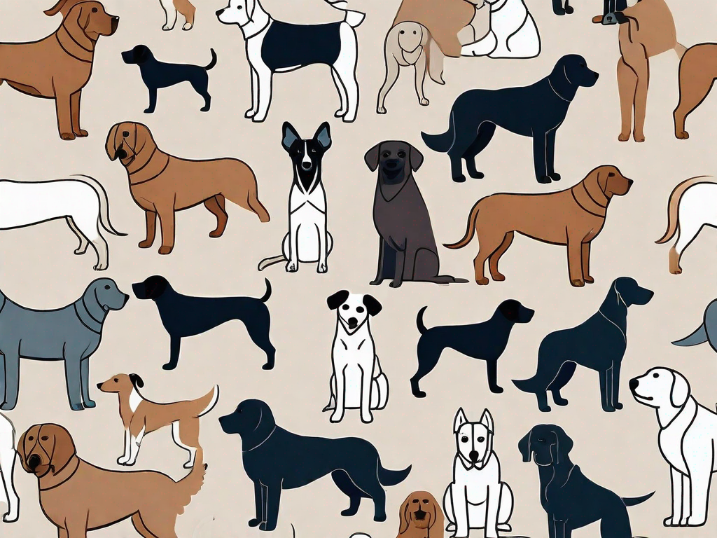 Various small and large dog breeds