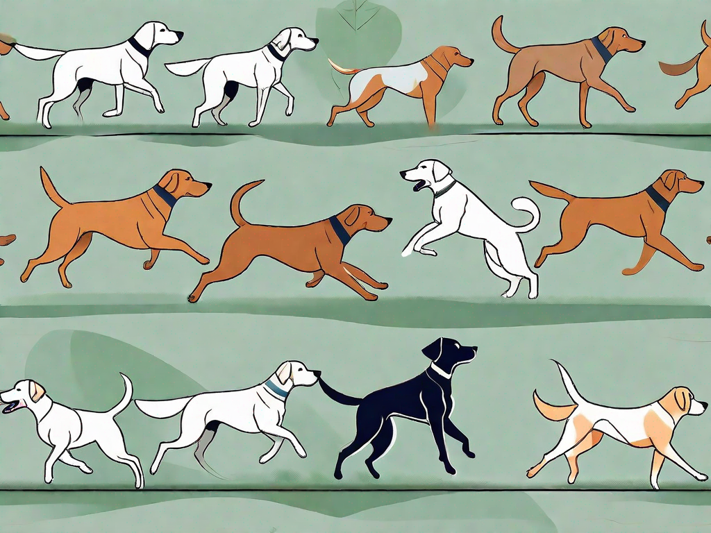 A variety of different dog breeds in running poses
