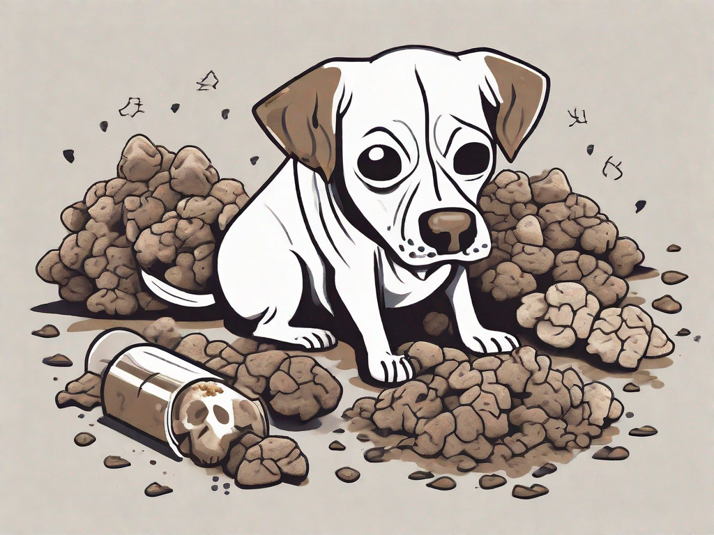 A dog curiously sniffing a pile of feces