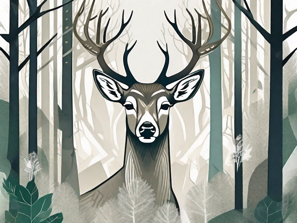 A deer in a dense forest