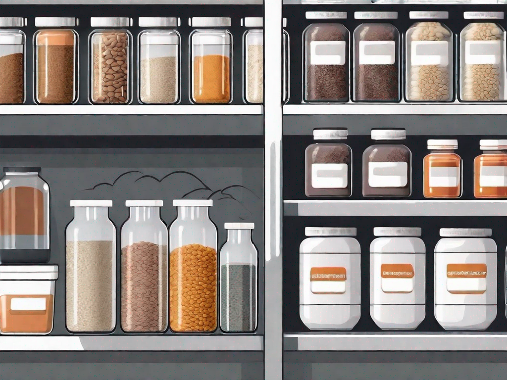 Various types of futterergänzungsmittel (animal feed supplements) neatly organized in labeled